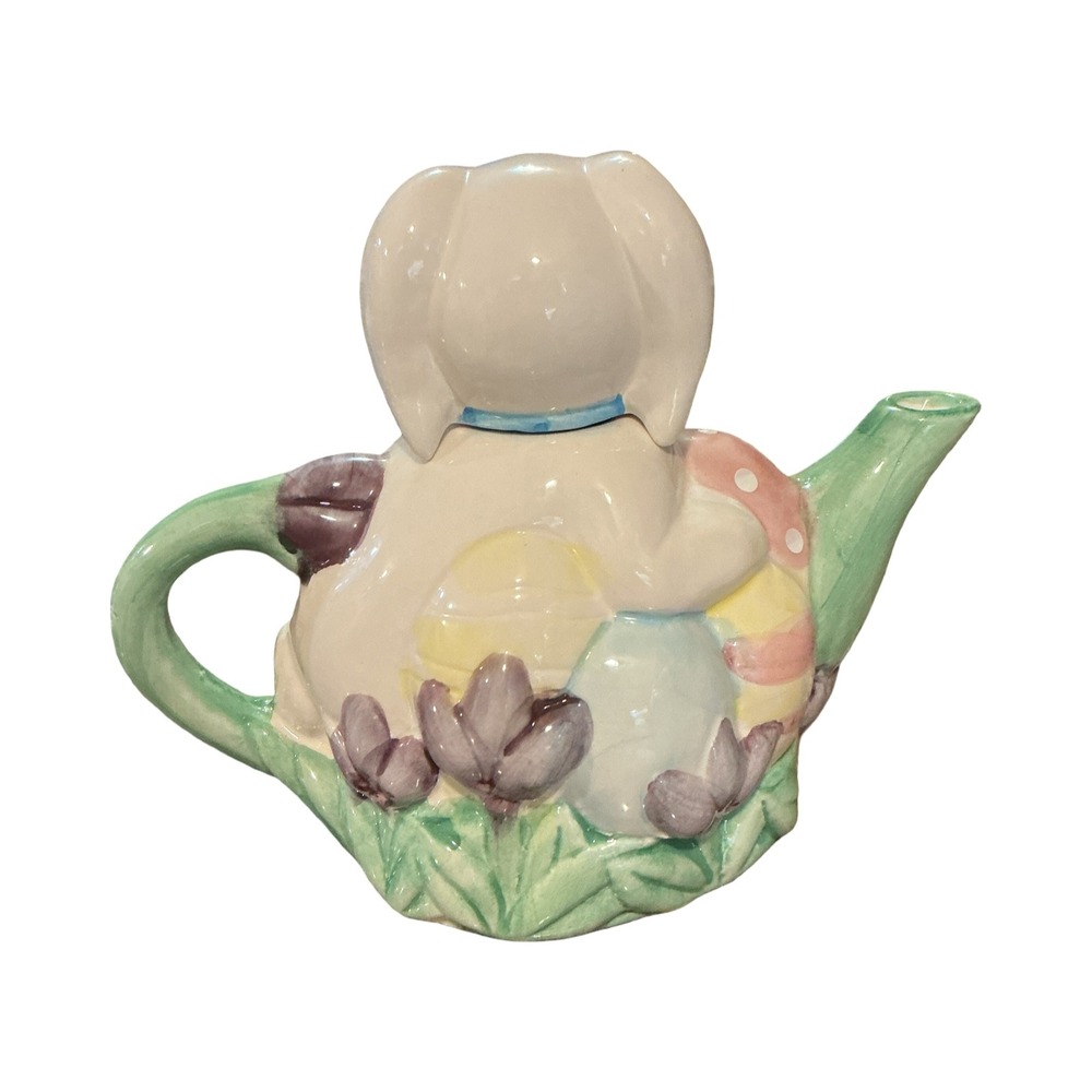 Vintage 1996 Hermitage Pottery Easter Bunny Teapot Limited Edition DT-710 Pastel - Picture 9 of 10